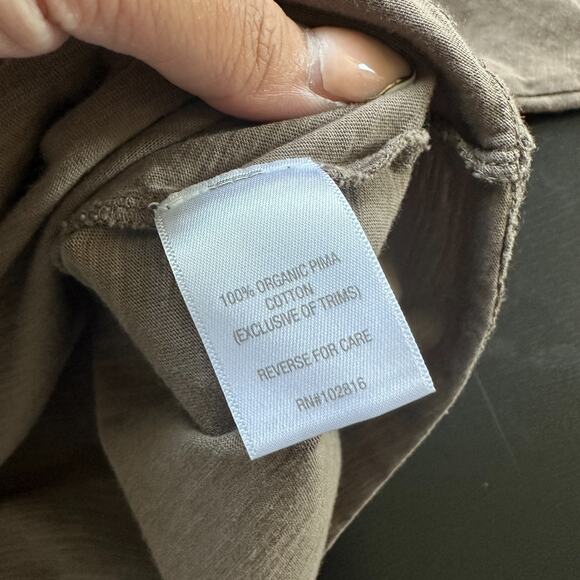 Garnet Hill Top XL Boxy Crop Capsule Brown 100% Pima Cotton Oversized Relaxed - Picture 7 of 10